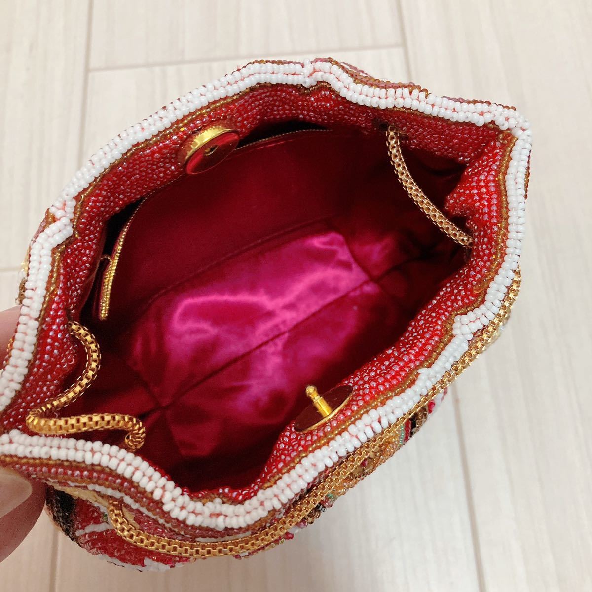 極美品 高級 レディース ハンドバッグ ビーズバッグ パーティーバッグ