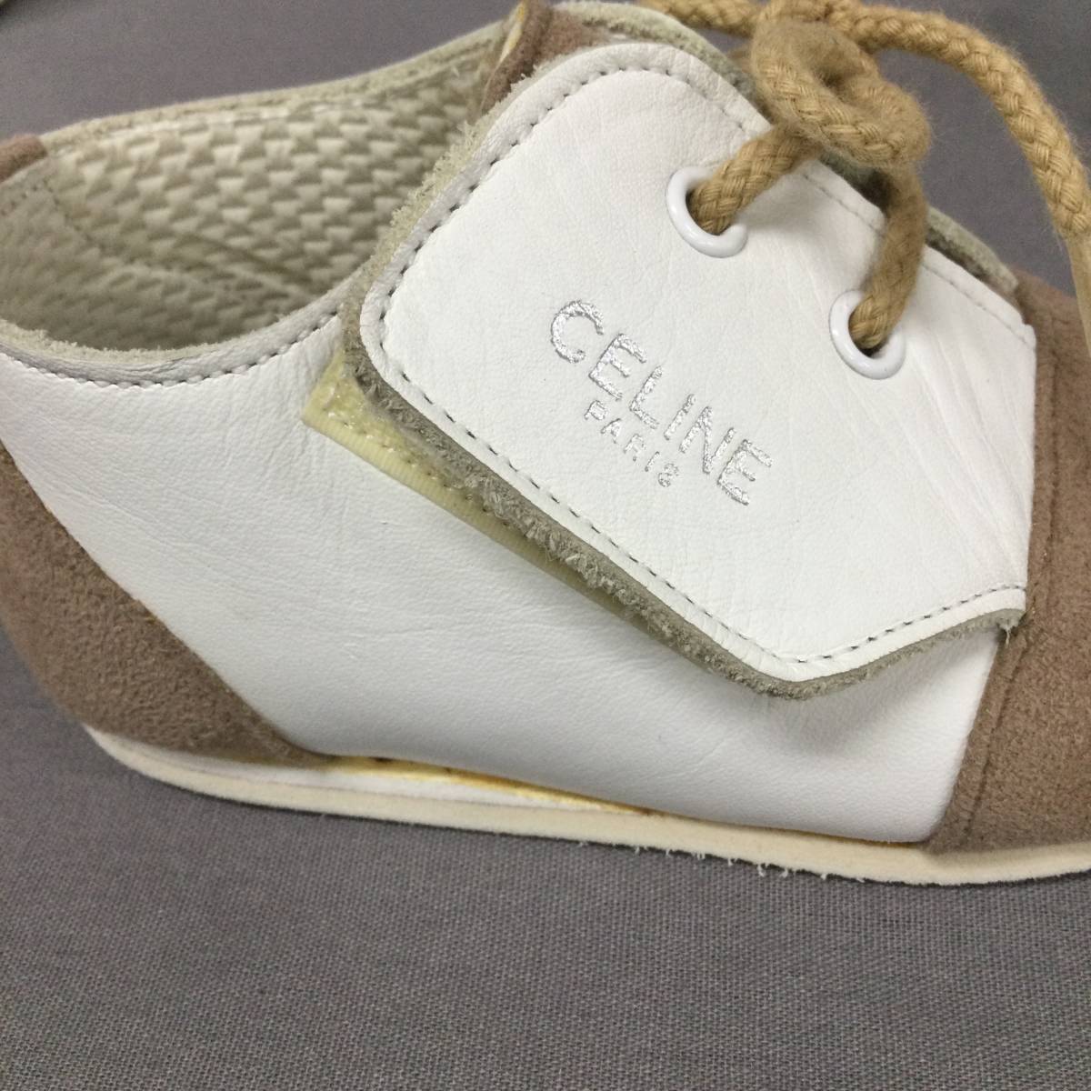 051124　250032　CELINE　セリーヌ　幼児靴　ベビーシューズ　子供靴　ファーストシューズ　サイズ13cm　ベージュ系　箱付き_画像8