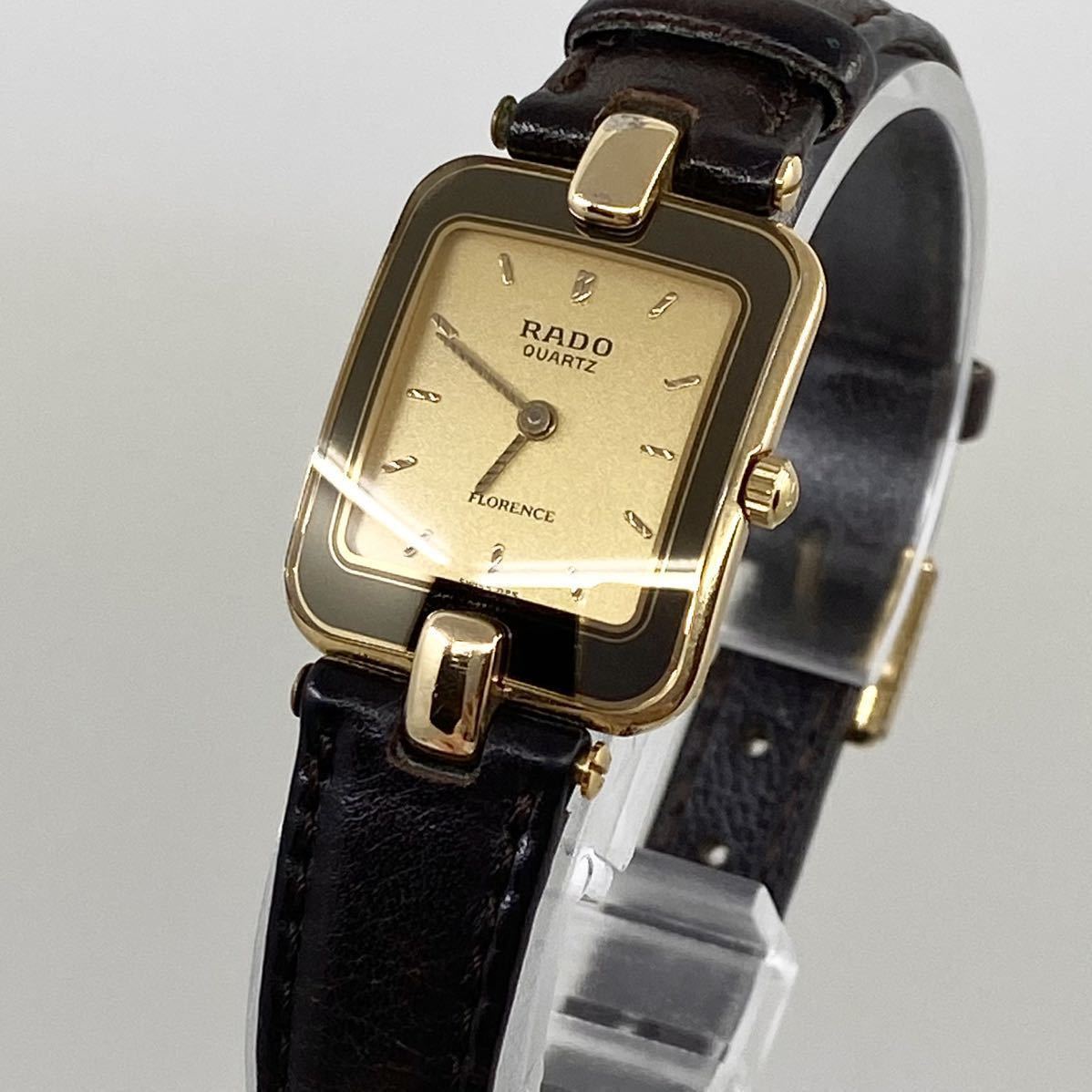 RADO FLORENCE 腕時計 クォーツ quartz バーインデックス サファイアクリスタル ゴールド ブラック 金黒 ラドー フローレンス Y141_画像1