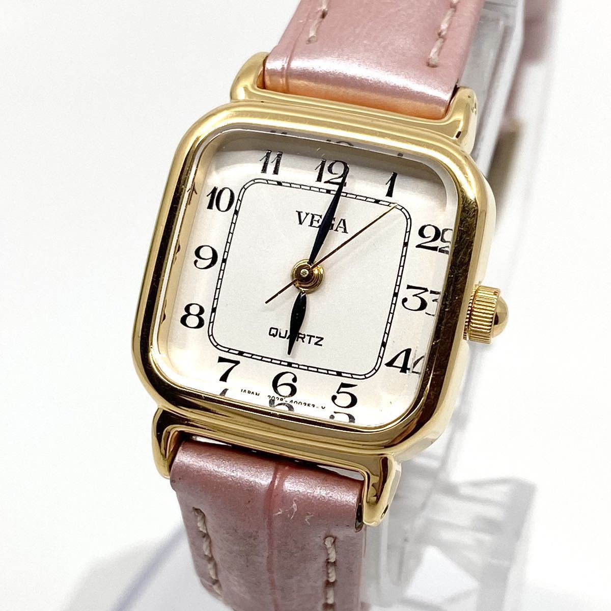 CITIZEN VEGA 腕時計 アラビアン quartz クォーツ 3針 ホワイト ゴールド 白 金 シチズン ベガ Y204の画像1
