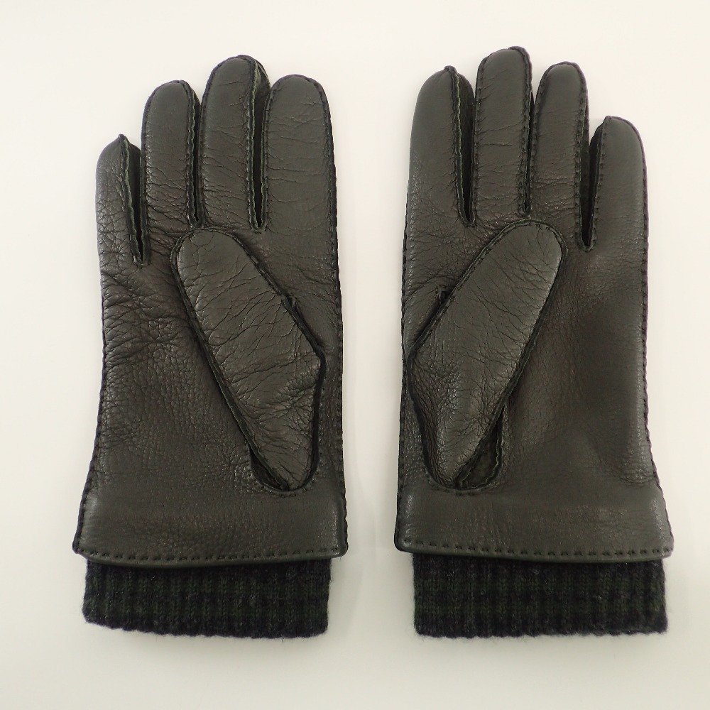 【美品】Dunhill ダンヒル ディアスキン カシミヤライニング 手袋 / グローブ EU9 UK9 1/2 24 グリーン メンズ_画像2