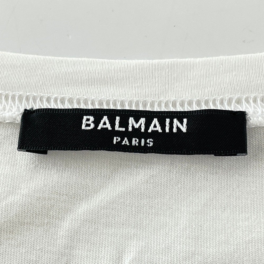 1円 BALMAIN バルマン ホワイト 肩銀釦 ロゴ カットソー トップス L ホワイト メンズ_画像3