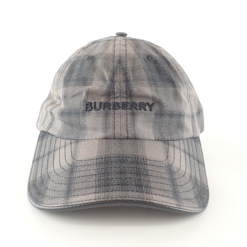 【美品】BURBERRY バーバリー POP TRADING COMPANY ポップトレーディングカンパニー 8059505 チェック柄 キャップ 帽子 L グレー_画像2