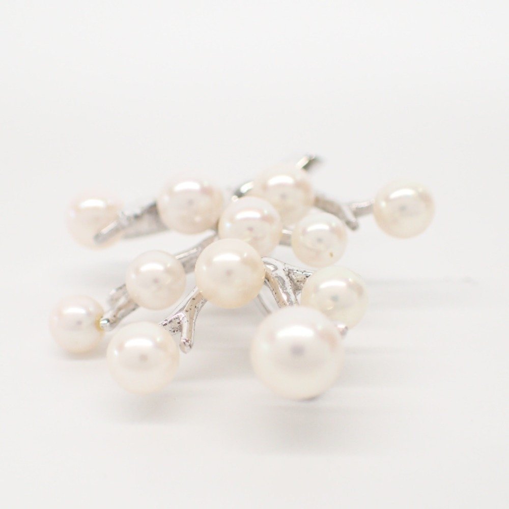 【1円】MIKIMOTO ミキモト S刻印 幸福の木 12粒パール ブローチ シルバー/ホワイト レディース_画像2