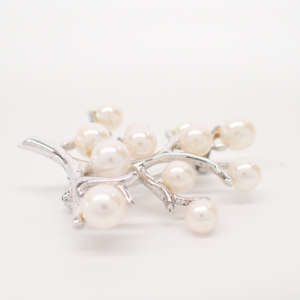 【1円】MIKIMOTO ミキモト S刻印 幸福の木 12粒パール ブローチ シルバー/ホワイト レディース_画像3