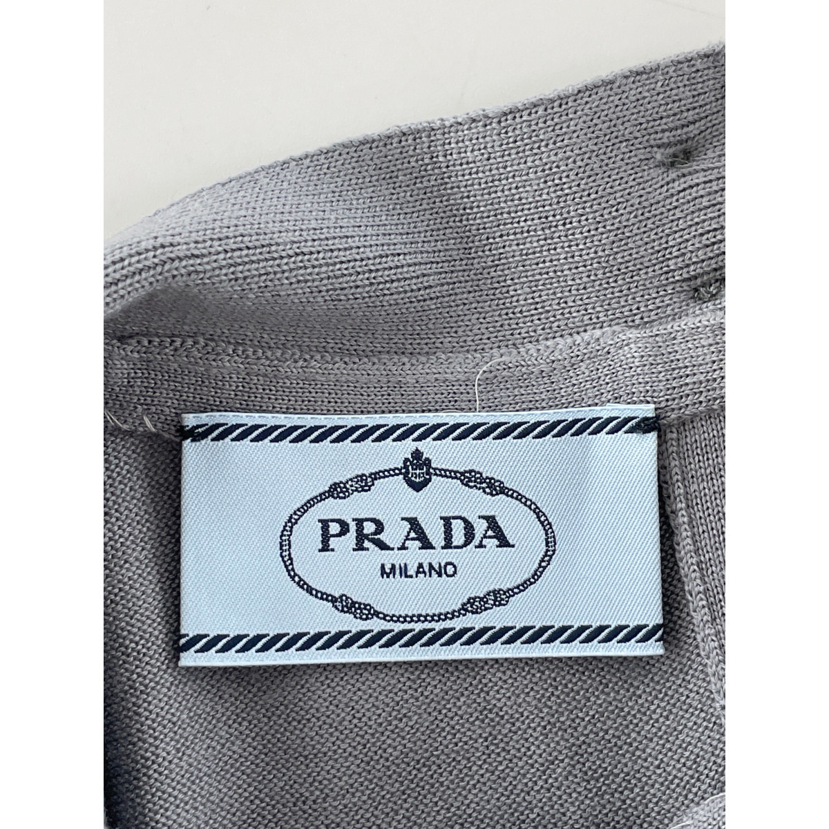 PRADA プラダ 21SS ボウタイ ラグランノースリーブニット グレー 40 トップス ウール レディース 中古_画像4