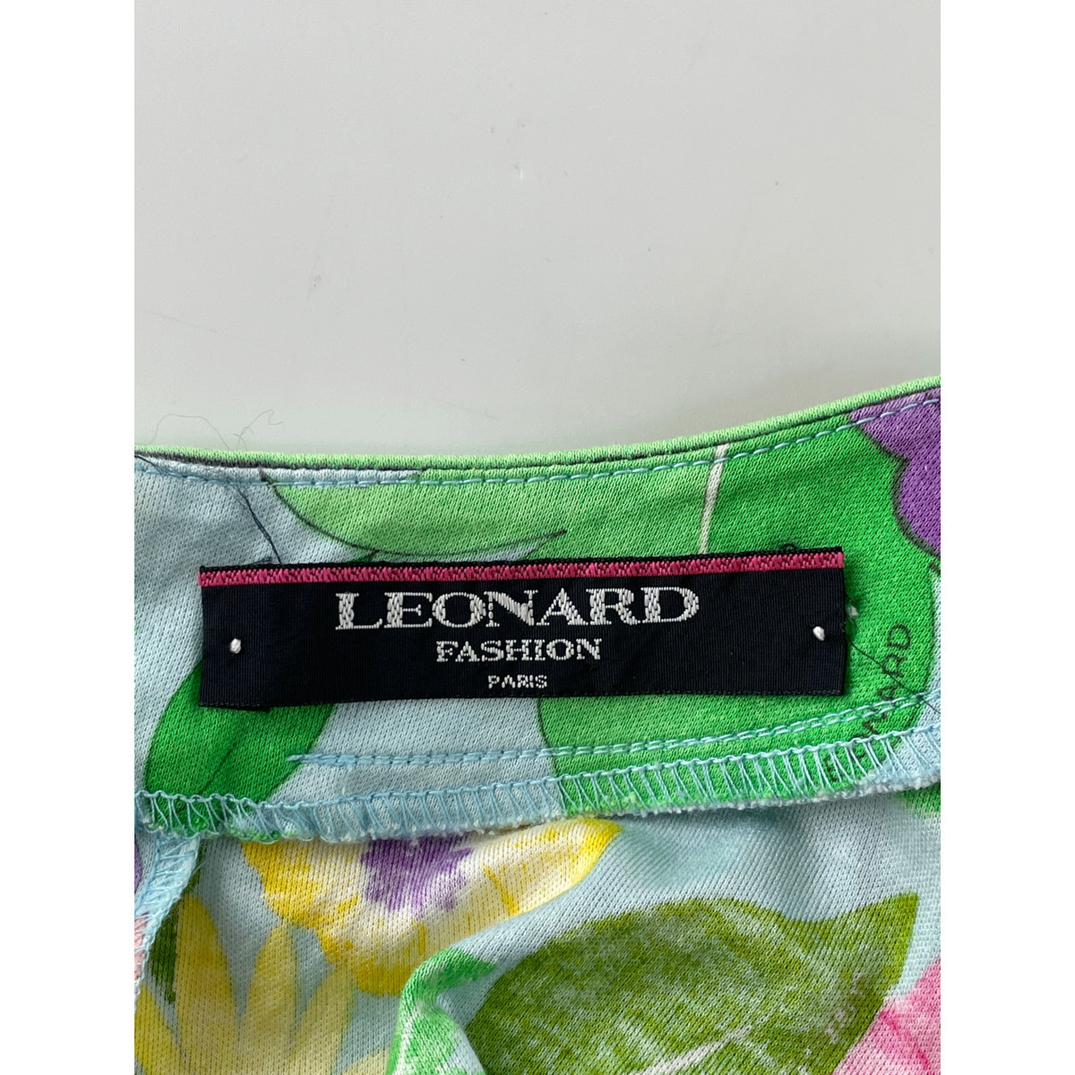 LEONARD レオナール 水色 総花柄 コットン 半袖 ブラウス トップス ブルー L トップス コットン レディース 中古_画像4