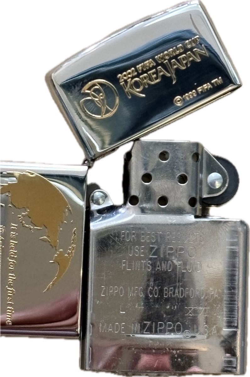 【未使用　希少　限定激レア】2002年ワールドカップKOREA JAPAN両面金字盛上げ　ジッポ ライター Zippo 