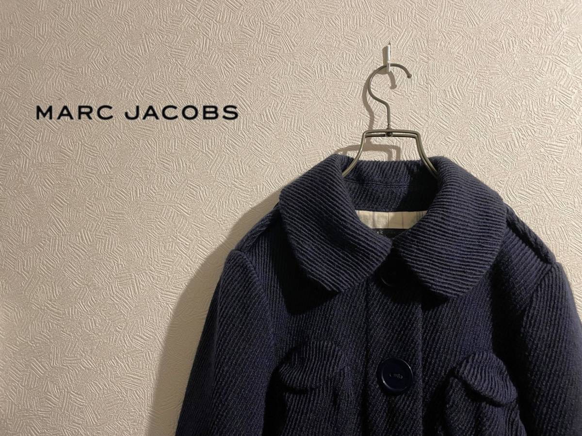 ◯ MARC JACOBS ラウンド ポケット ウール コート / マークジェイコブス ロング トレンチ ステンカラー ネイビー 紺 4 Ladies #Sirchive_画像1