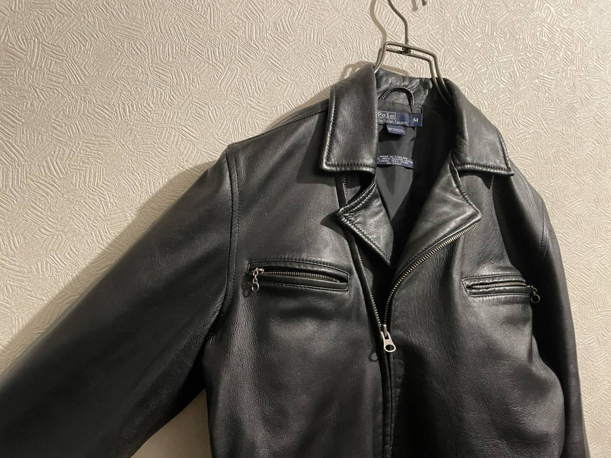 ◯ Ralph Lauren ラム レザー スポーツ ジャケット / ラルフローレン ライダース シングル ダブル ブラック 黒 M Ladies Mens #Sirchive ◯ Ralph Lauren ラム レザー スポーツ ジャケット / ラルフローレン ライダース シングル ダブル ブラック 黒 M Ladies Mens #Sirchive