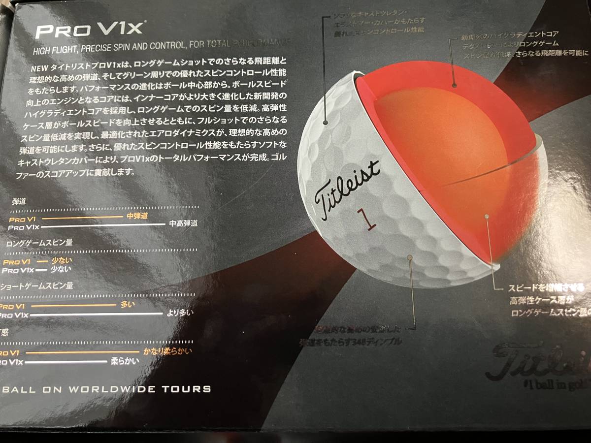 新品【未使用】Titleist PRO V1X(タイトリスト PRO V1X) 1ダース 2023年モデル ハイナンバー_画像5