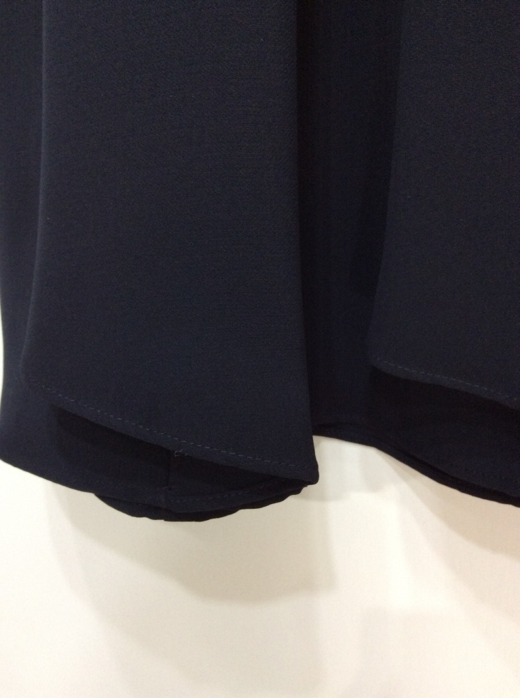 Swingle タックフリルフレアスカート 濃紺色 共布ベルト紐付き サイズXS_画像3