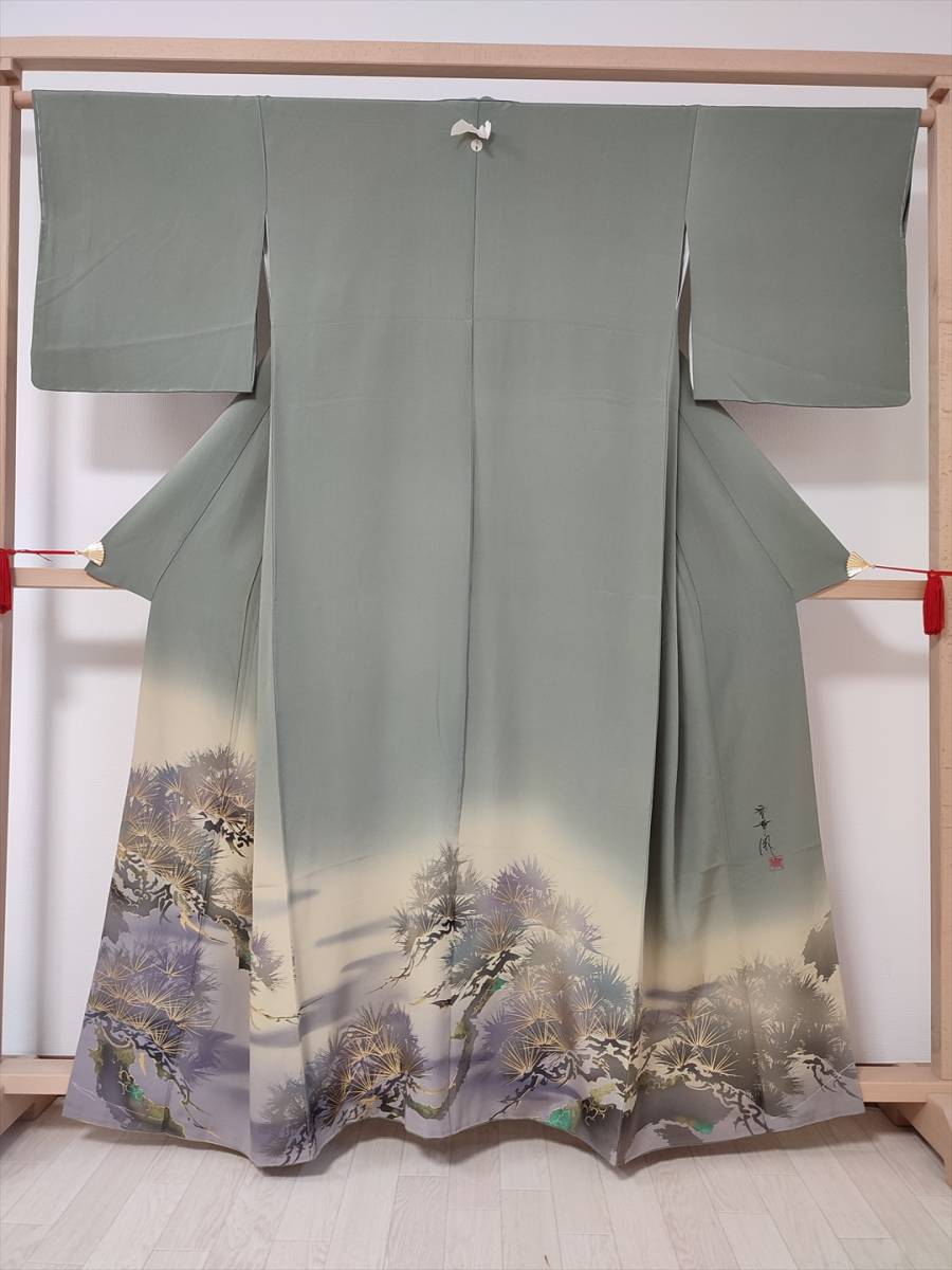良好品】 □着物の越田□裄70.5身丈162 正絹 色留袖 袷 広衿 落款有り