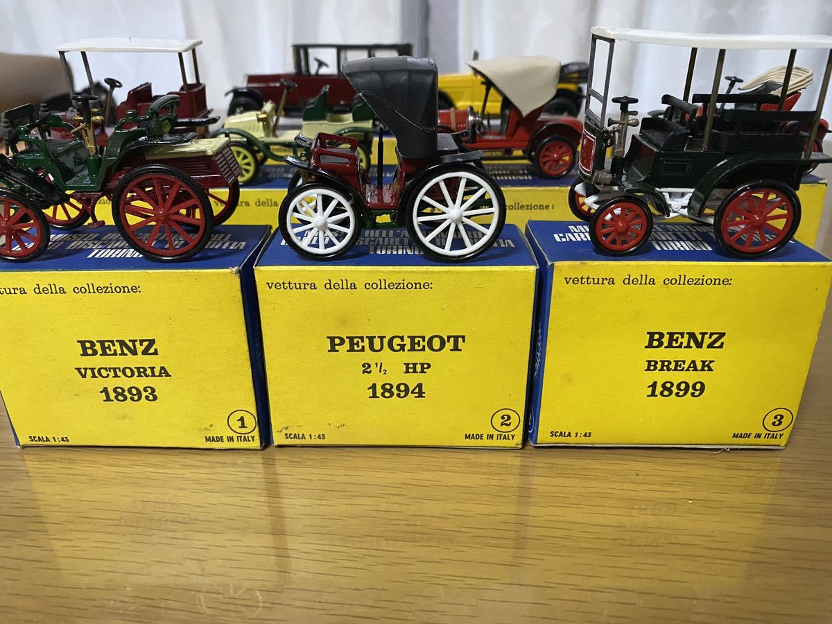 レトロ激レア！イタリアDUGU社製クラシックミニカー9台セット箱付 BENZ/PEUGEOT/DARRACQ/LEGNANO/LANCIA/ANSALDO/MATCHBOX/ベンツプジョー_画像1