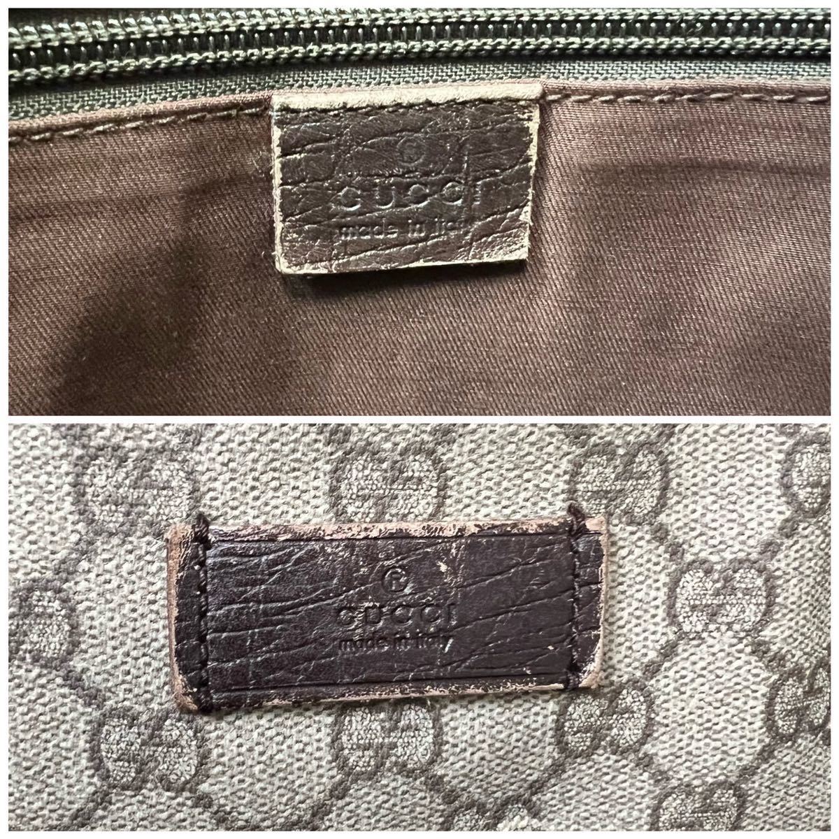 1円GUCCI グッチ ハンド トートバッグ GGスプリーム レザー A4 肩掛け グレー 男女兼用 仕事 通勤_画像8