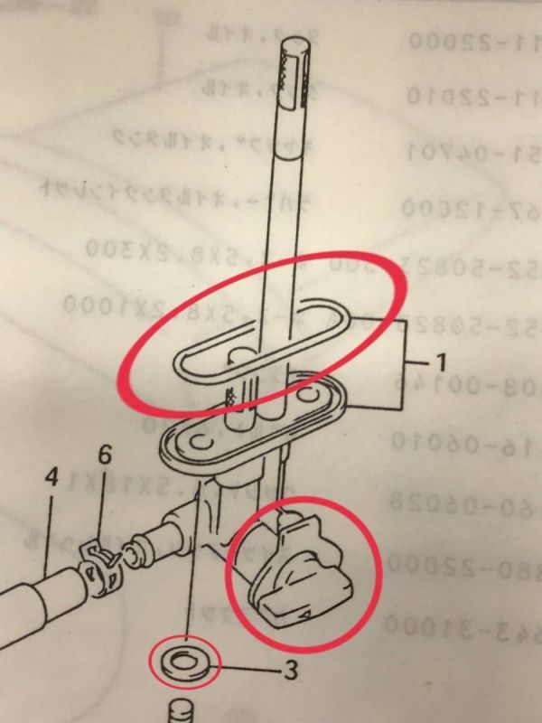 SUZUKI RG125ガンマ Γ ウルフ125(NF13A) フューエルコック オーバーホール パッキン Oリング ガソリン燃料コック セット 漏れ レストア_画像3
