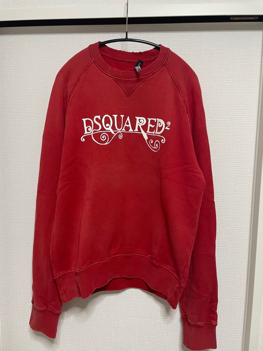 【限定価格】DSQUARED2 L ディースクエアード トレーナー 長袖 スウェット 赤