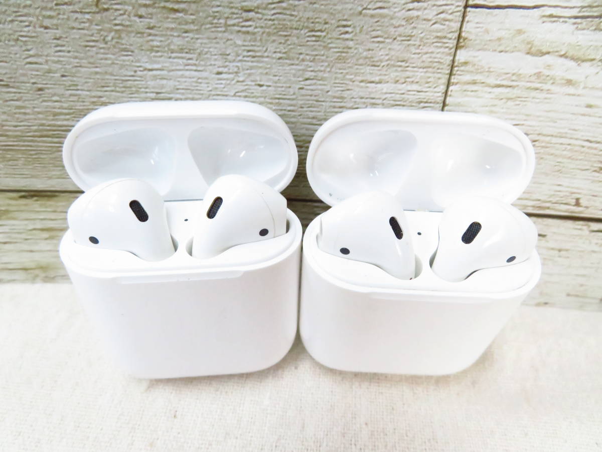 11J186EZE◎Apple AirPods 第2世代 A1602 A2032 A2031 ワイヤレスイヤホン Bluetooth 動作品　2点セット◎中古品_画像1