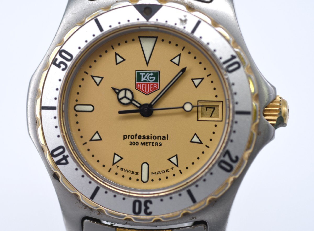 [中古品] 稼働品【TAG Heuer】タグホイヤー プロフェッショナル 200ｍ 32ｍｍ コンビ 974.013 デイト クォーツ 動作OK 中古品_画像2