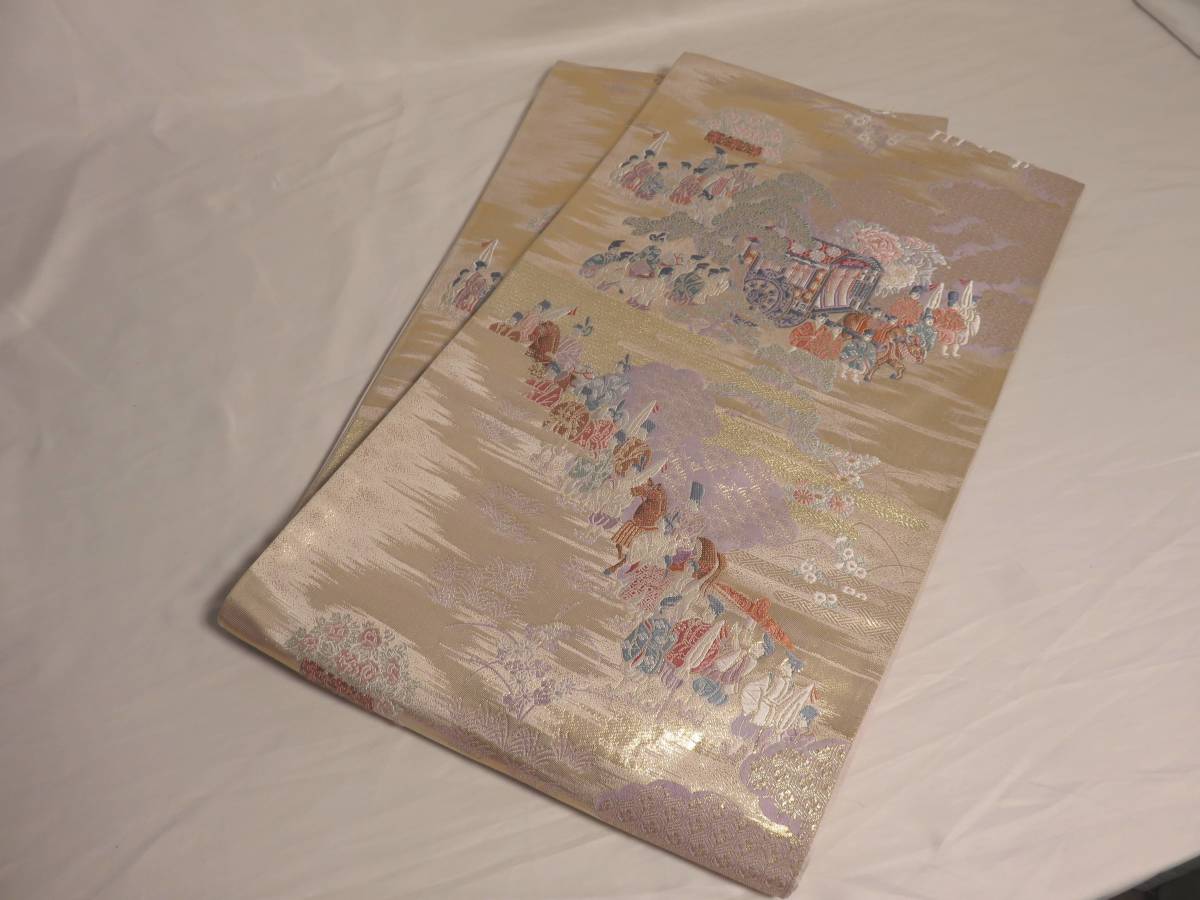 中古 袋帯 - 正絹 振袖 着物 成人式 卒業式 結婚式 花嫁 舞妓 コレクション レトロ OBI042