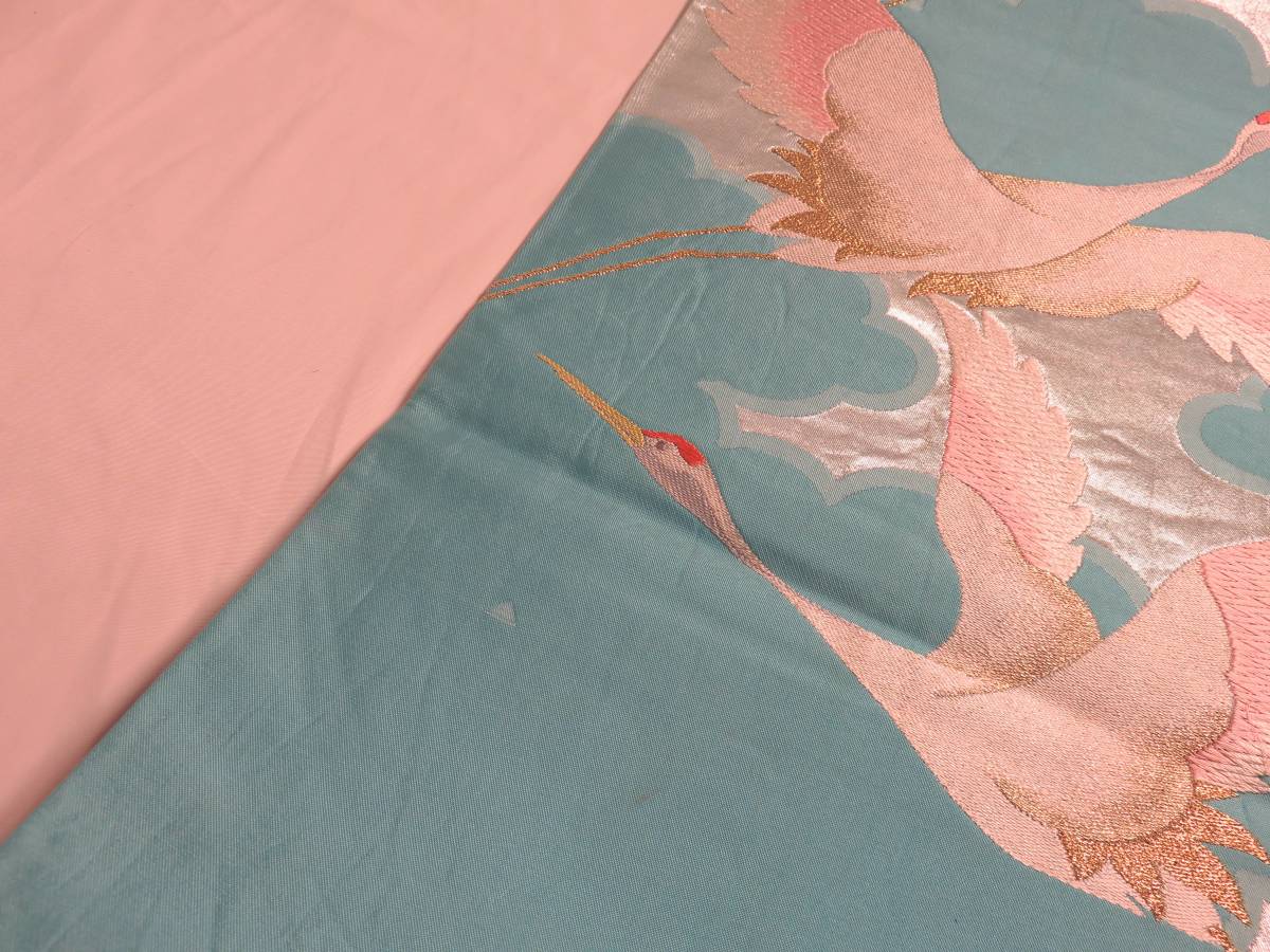 アンティーク 袋帯 - 正絹 振袖 着物 成人式 卒業式 結婚式 花嫁 コレクション レトロ OBI111_画像9