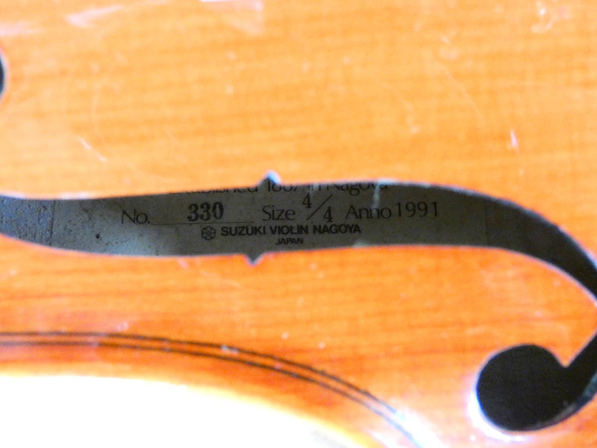 【USED!SUZUKI VIOLIN バイオリン No330 Size:4/4★スズキ/弓：SUGITO/ケース付/Anno1991 ※現状品＠120（11）】_画像2