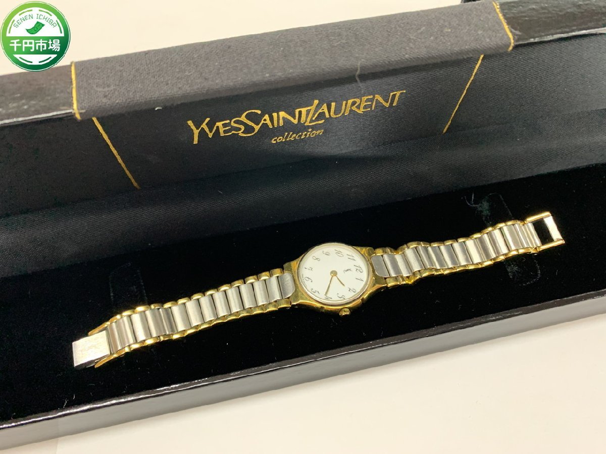 【O-5702】YSL イブサンローラン YVES SAINT LAURENT クォーツ 腕時計 レディース コンビ色系 現状品【千円市場】_画像1