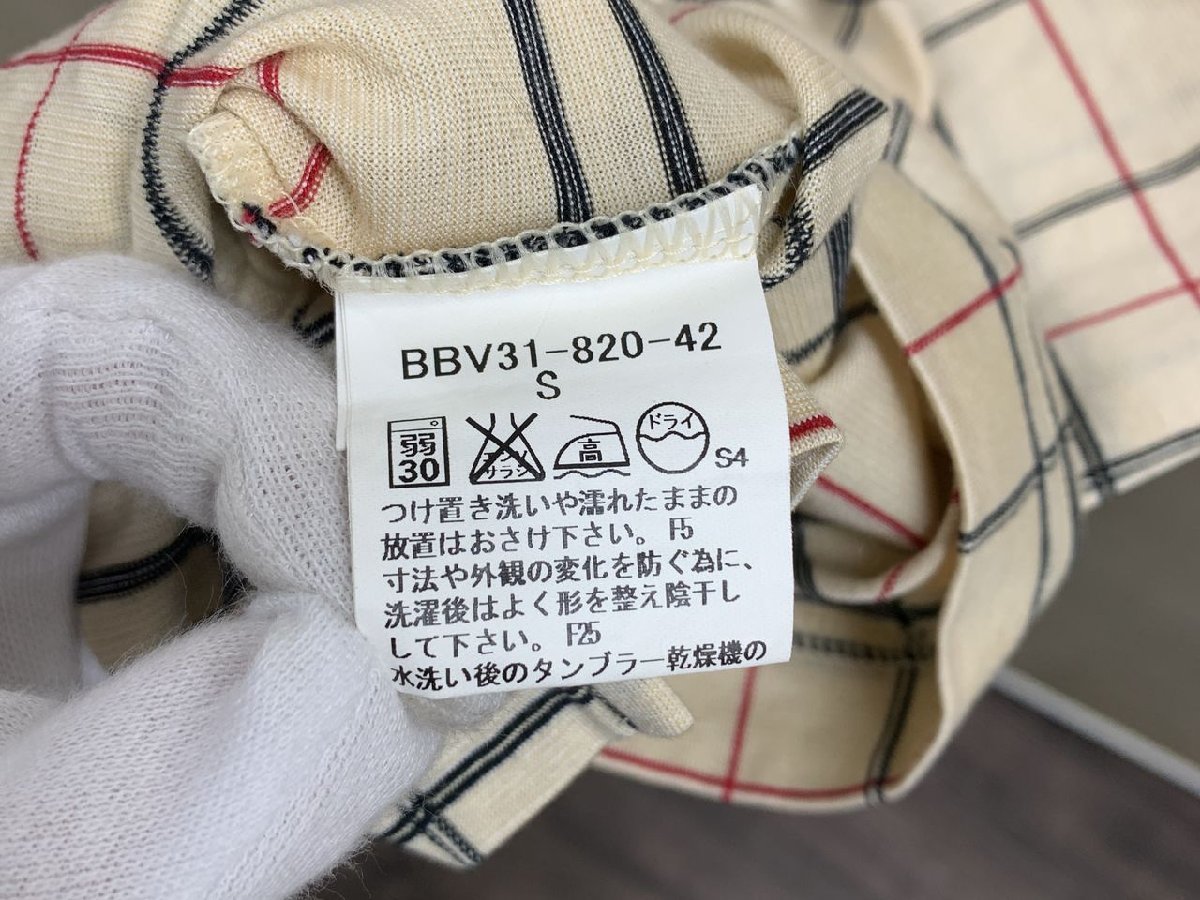 【O-5617】未使用? Burberrys 半袖 シャツ 襟 チェック メンズ S バーバリーズ ベージュ系 ボタンダウン ハーフ 綿 コットン【千円市場】_画像6