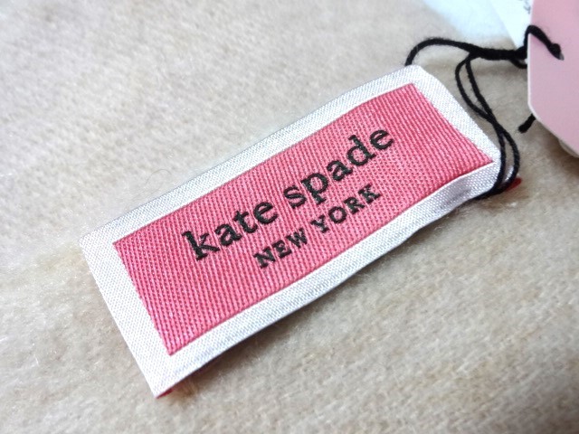 新品未使用 ケイトスペード ニューヨーク kate spade NEW YORK マフラー ラインストーン 毛・カシミヤ ピンク ロゴ入り