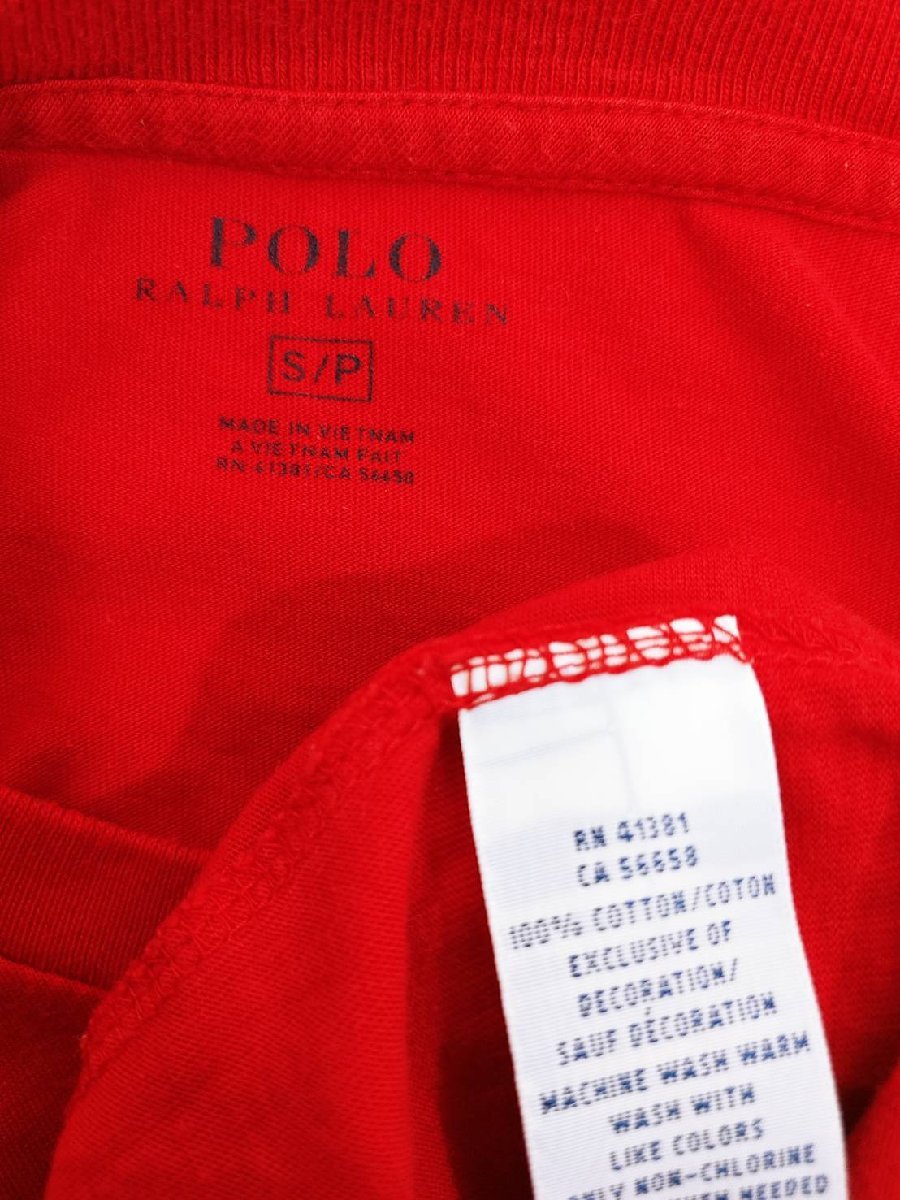 良品 POLO RALPH LAUREN ポロラルフローレン Tシャツ レッド S_画像3