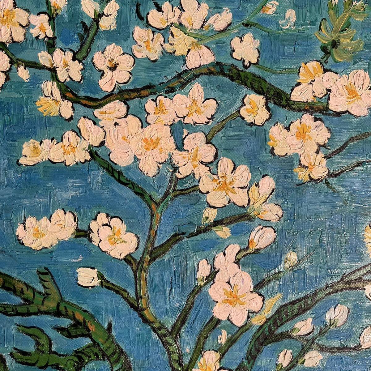 手書き油絵 ゴッホ 花咲くアーモンドの枝 額付 絵画 インテリア 手書き油絵 ゴッホ 花咲くアーモンドの枝 額付 絵画 インテリア