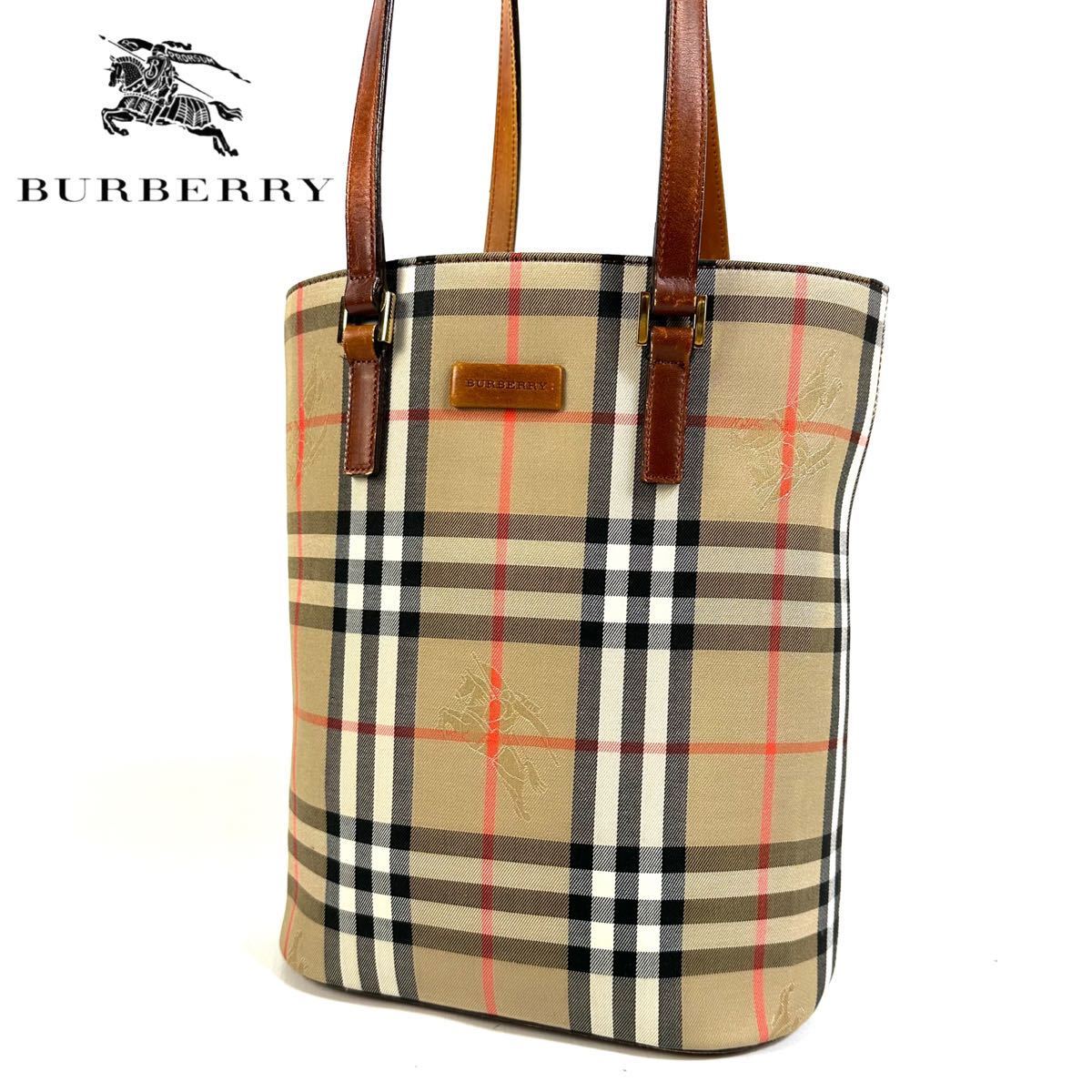 希少品】BURBERRY バーバリー レザー キャンバス バケツ型 トート