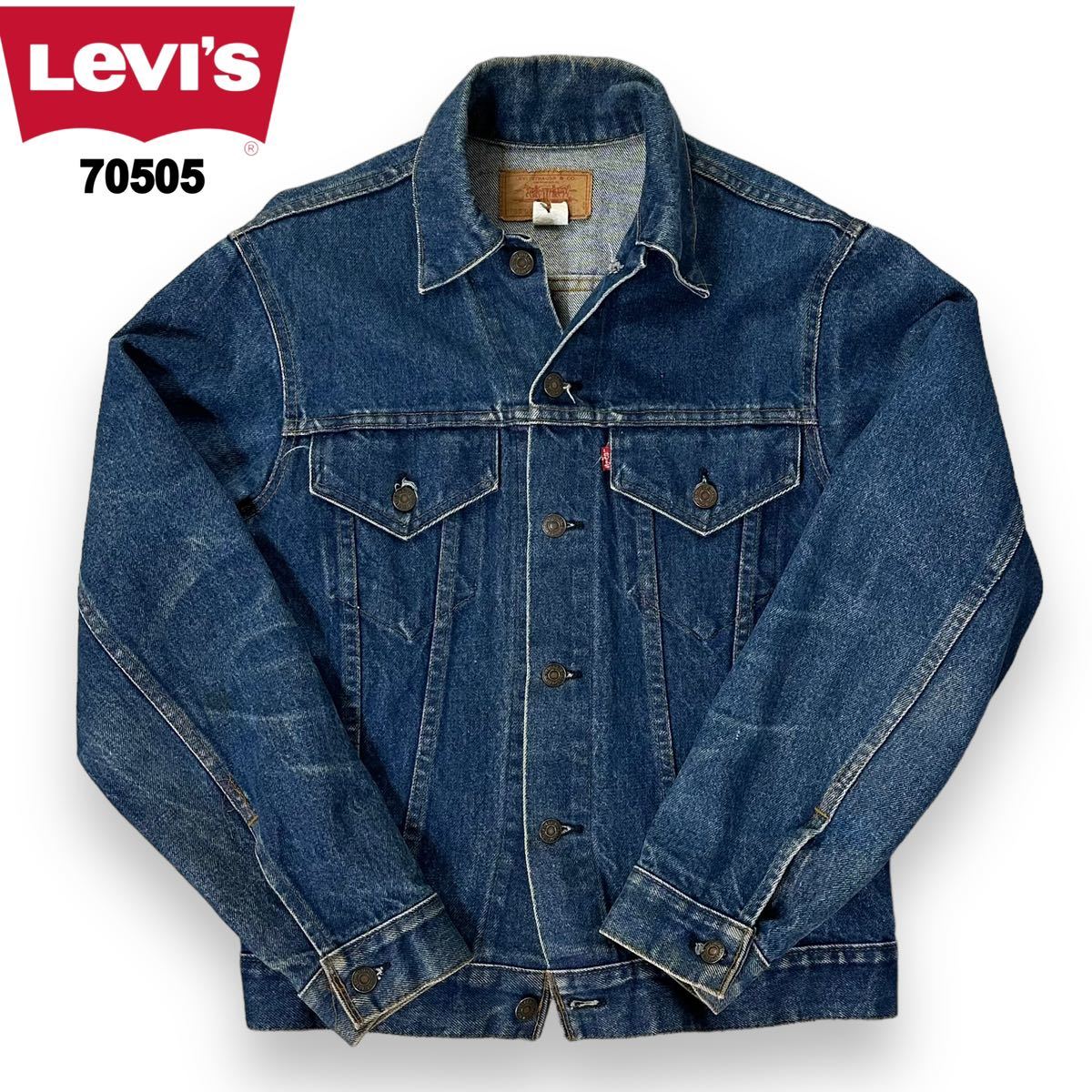 【希少】Levis リーバイス 70505 0217 スモールe デニム ジャケット インディゴ 70s 刻印52 ケアタグ 38サイズ USA製の画像1