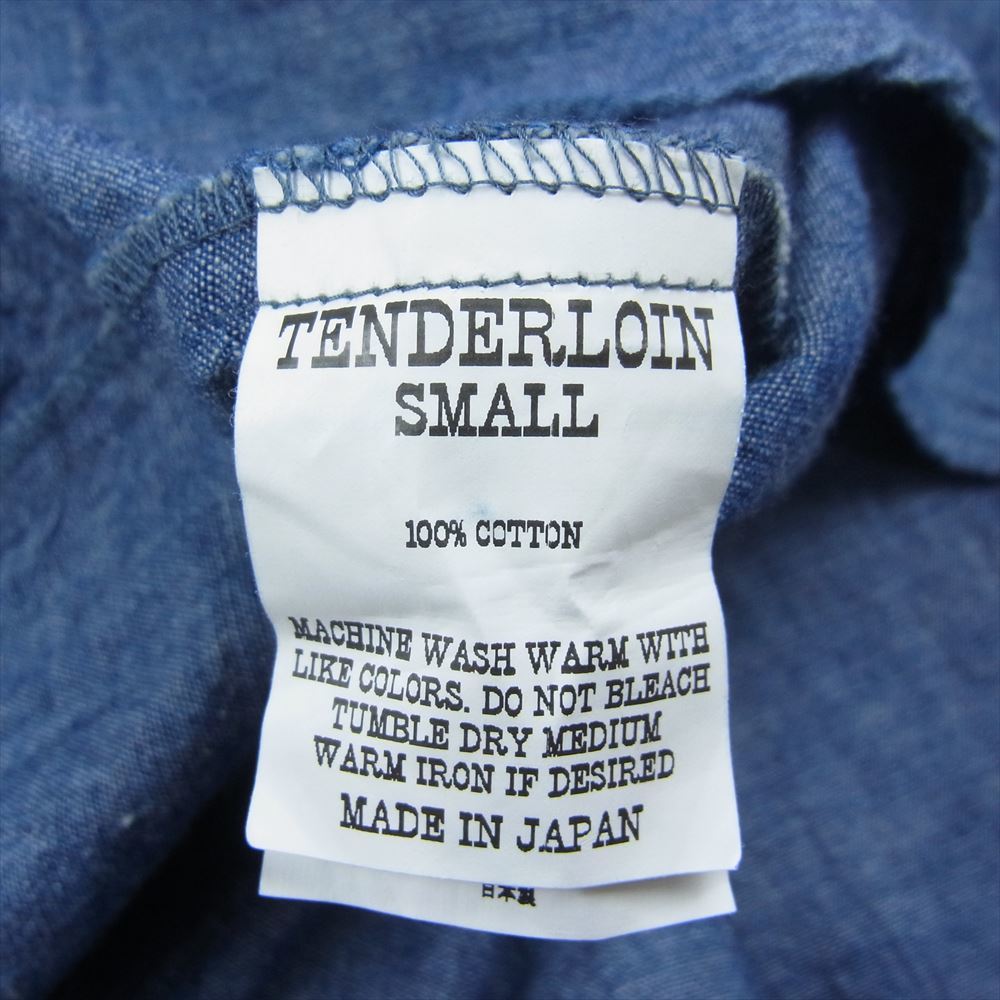 TENDERLOIN テンダーロイン HIGH NECK CHAMBRAY SHT ハイネック シャンブレー シャツ 長袖 インディゴブルー系 S【中古】_画像5