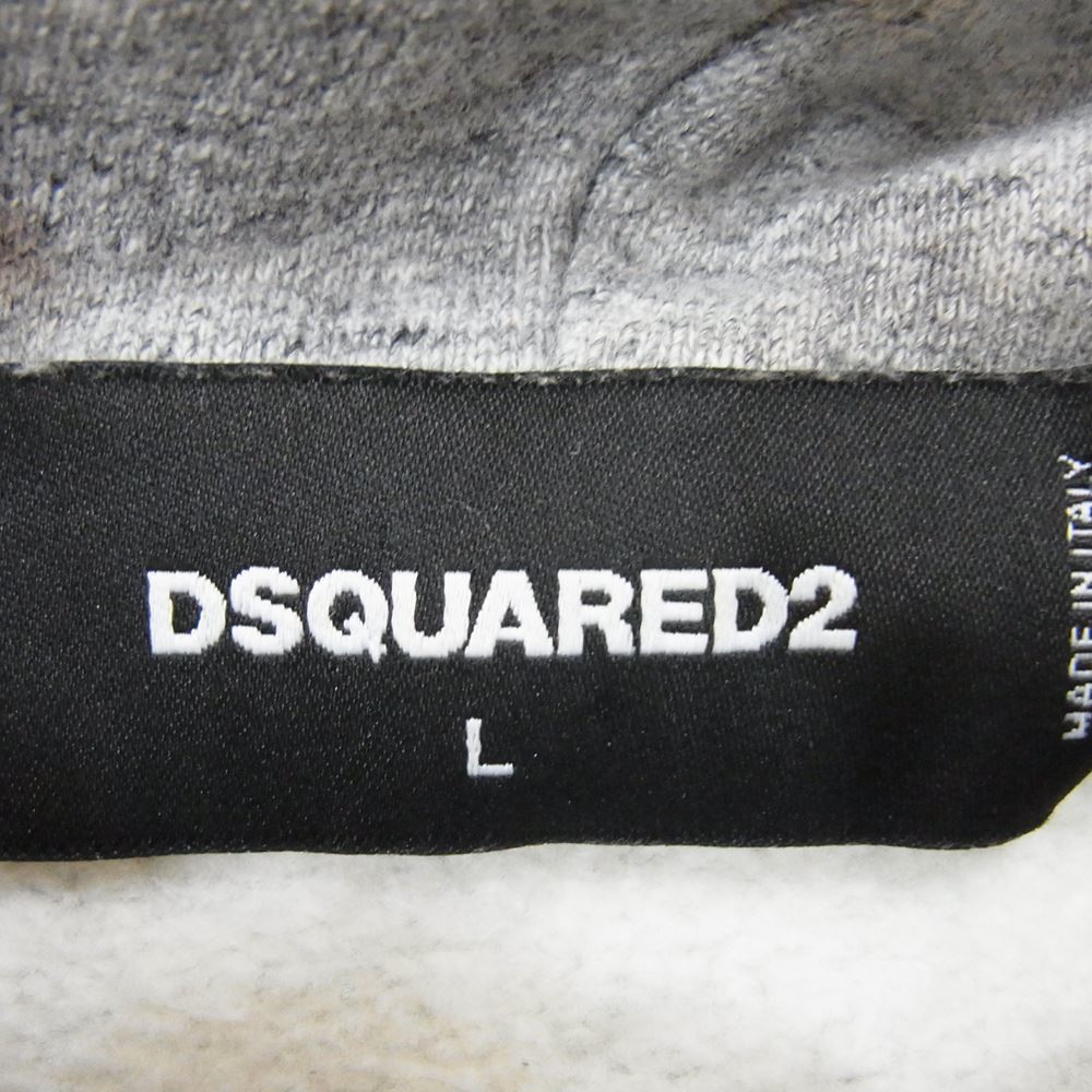 DSQUARED2 ディースクエアード 20SS S74GU0400 I LOVE D2 メッセージプリント ロゴ プルオーバー パーカー フーディ グレー系 L【中古】_画像4