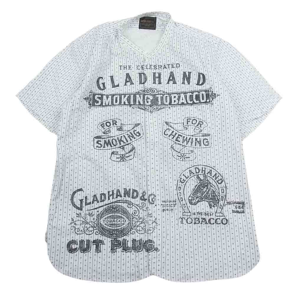 BY GLADHAND バイグラッドハンド 20SS BYGH-20-SS-16 FOR SMOKING モノグラム バンドカラー 半袖 シャツ ホワイト系 S【中古】_画像1