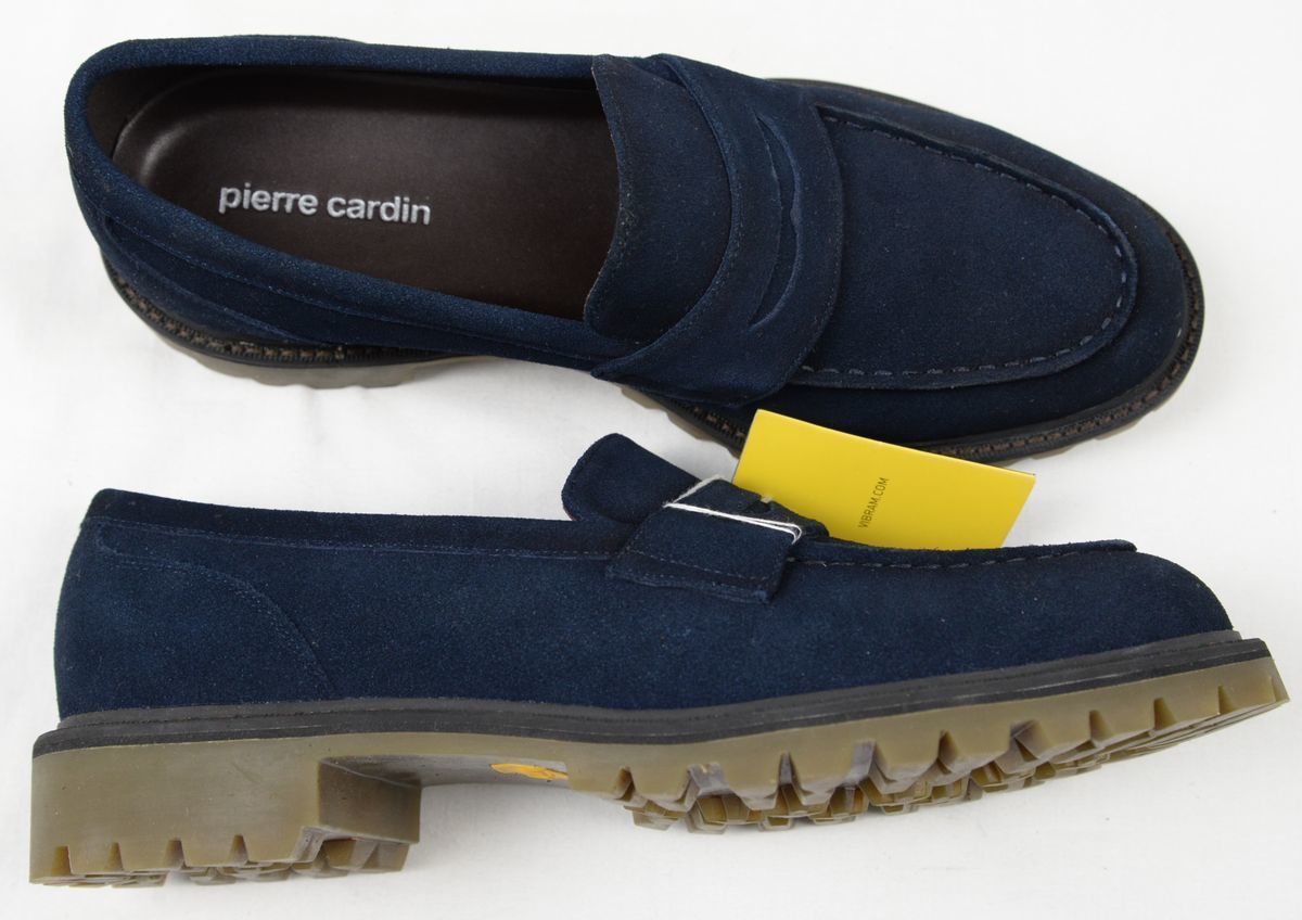 ●定価24200円PierreCardinピエールカルダンコインローファ―(PN3023,紺スエード,27.0,VIBRAMソール)未使用展示品_画像2