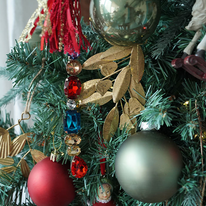 クリスマスツリー 飾り付け オーナメント 北欧 KAEMINGK レトロ ラインストーンオーナメント ドロップオーナメント レッド×ブルー [2]_画像4
