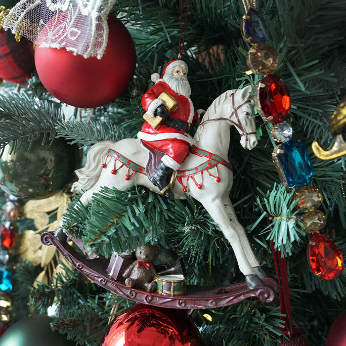  Christmas tree decoration attaching ornament Northern Europe KAEMINGK antique retro wooden horse .... Santa Claus 
