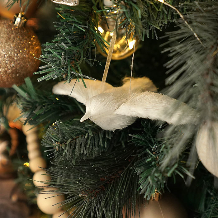 クリスマスツリー 飾り オーナメント レトロ アンティーク 北欧 おしゃれ 白い小鳥オーナメント [A] 両羽が水平 14cm［MU18020］_画像4