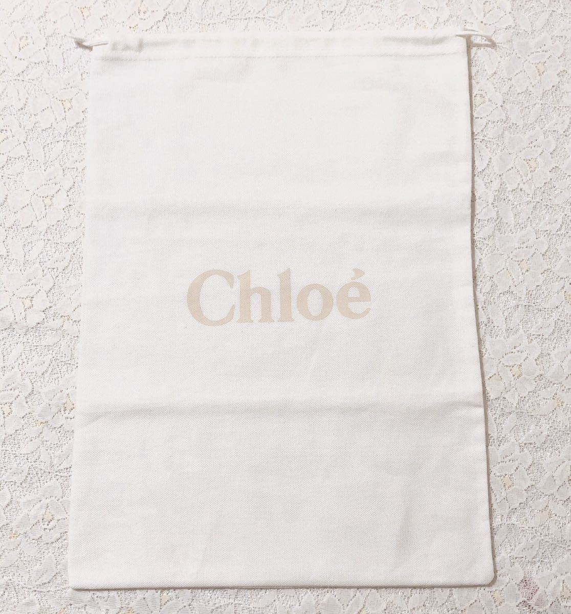 クロエ「Chloe」シューズ保存袋 2枚組（2900）正規品 付属品 内袋 布袋 巾着袋 31×44cm 布製 ホワイト_画像2