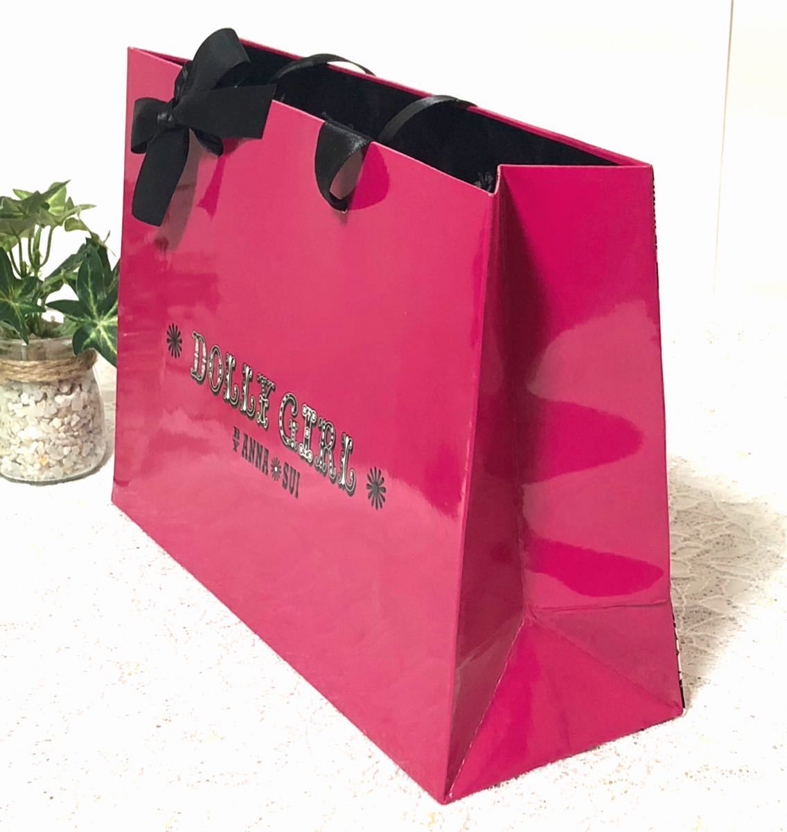 アナスイ 「 ANNA SUI DOLLY GIRL 」ショッパー (484) ショップ袋 紙袋 ブランド袋 29×20.5×10cm ギフト ラッピング ピンク 折らずに配送_画像4