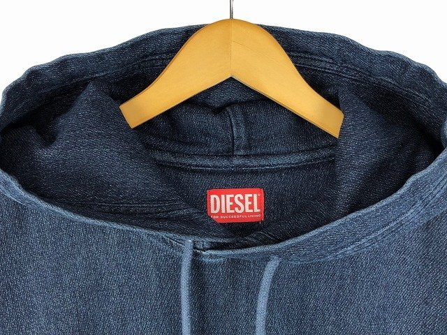 DIESEL / ディーゼル D-Um-Rib プルオーバー パーカー ウォッシュ加工 フーディ メンズ サイズ : L インディゴ_画像3