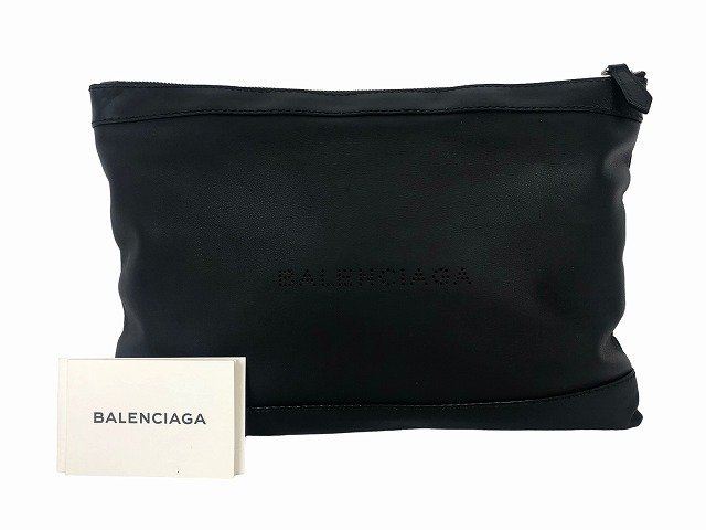 BALENCIAGA / バレンシアガ クラッチバッグ セカンドバッグ レザー ブラック_画像1