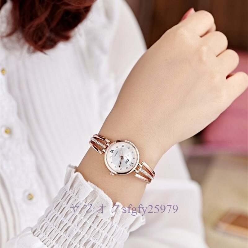 A733A☆新品ラインストーン腕時計 女性 ステンレス鋼 ブレスレット腕時計 レディース クォーツ ドレスウォッチ ギフト_画像7