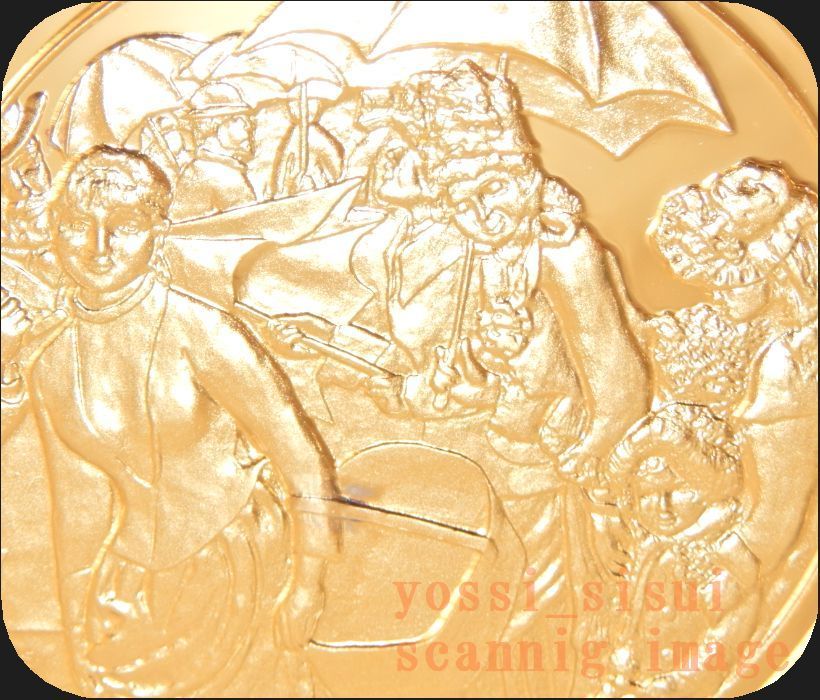レア 限定品 フランス 造幣局製 画家 ルノワール 絵画 印象主義 古典主義 雨傘 レリーフ 純金仕上げ 純銀製 シルバー メダル コイン 章牌