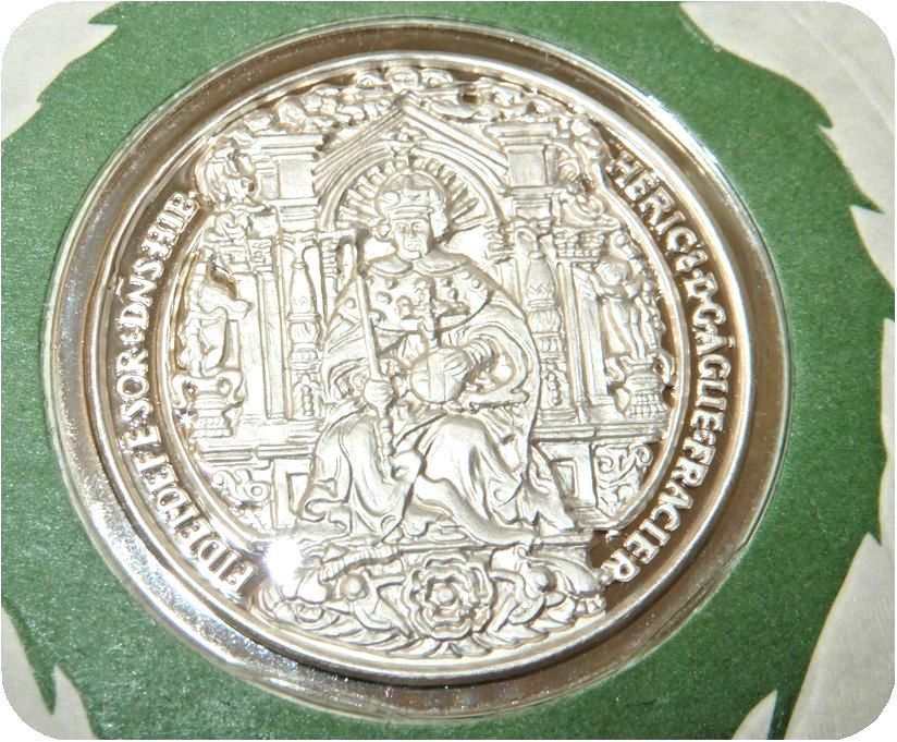 レア 限定品 1527年 英国 国王 ヘンリー フランス フランソワ 金襴の陣 平和条約 印章 記念品 純銀製 メダル コイン レリーフ 紋章 家紋