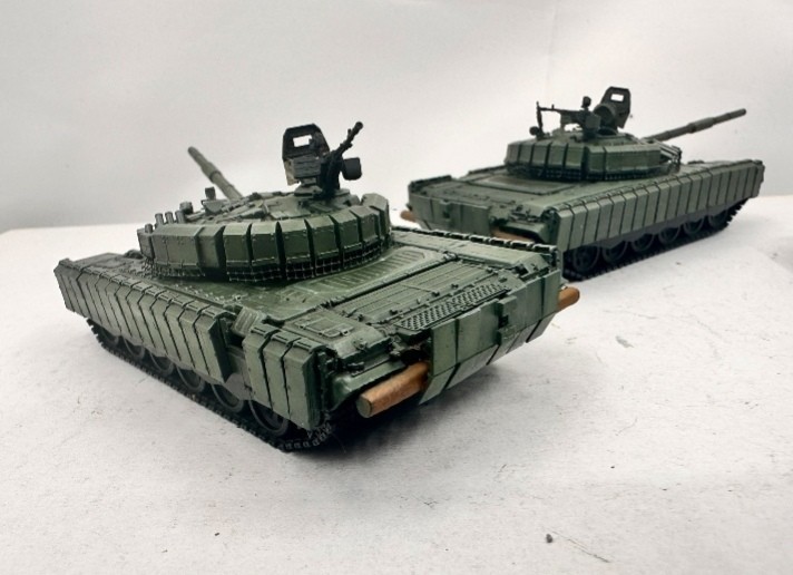 1/72 T-72B3M Obr2023April ，2両セット3D printed kit with Metal NSVT and PE chain. Relik ERA_画像2