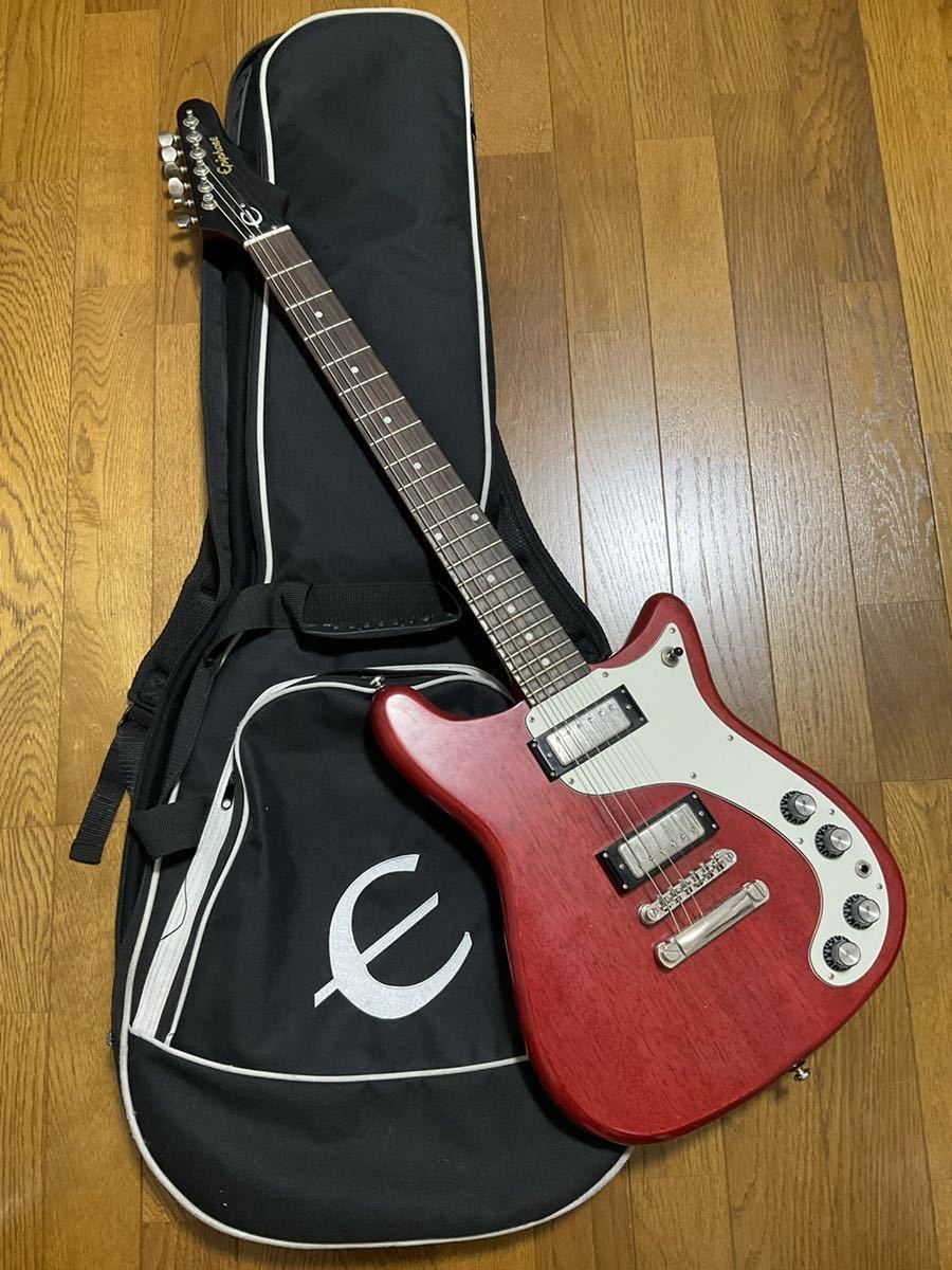 Epiphone エピフォン 1966 Worn Wilshire ウィルシャー エレキギター 2009年製 バットウィング 66年型 Cherry チェリー ソフトケース付き_画像1