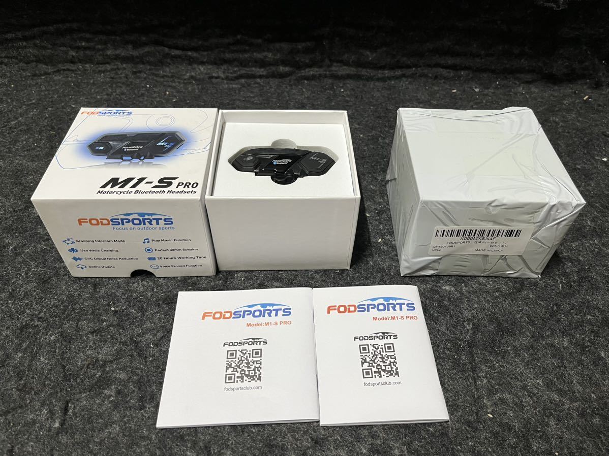 ●M1-S PRO インカム ２個セット FODSPORTS ヘッドセット Bluetoothインカム バイク ツーリング オートバイ 中古と新品_画像1